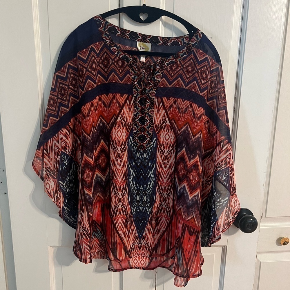 Fig & Flower Boho Peasant Top Embroidered Cottagecore Blouse Size L - Picture 2 of 11